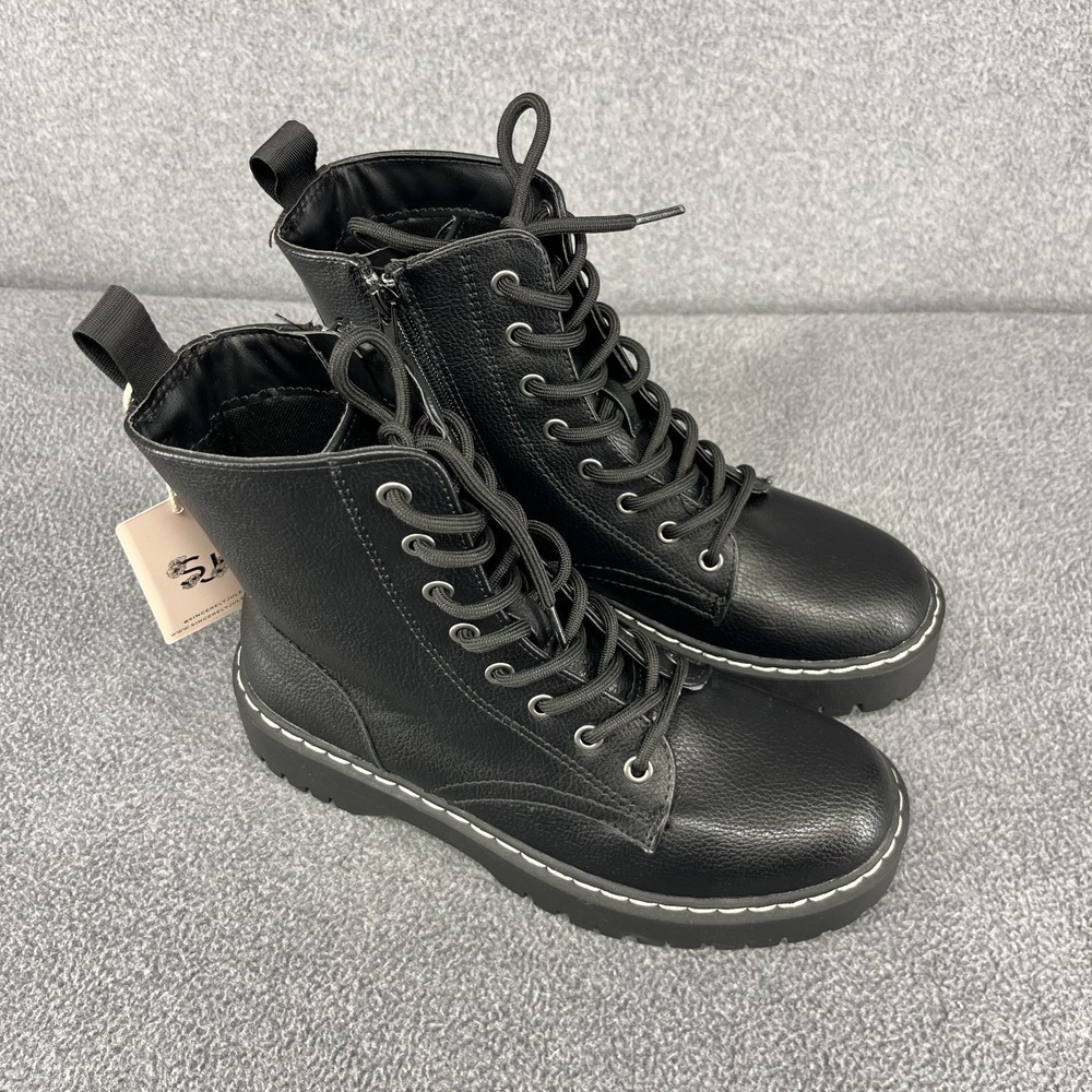 Sincerely Jules Harley Chunky Combat Leather Boots Women's‎ 7 M Black - Picture 2 of 13